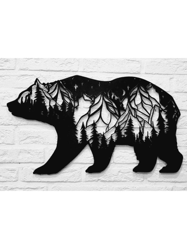 Панно медведь из дерева