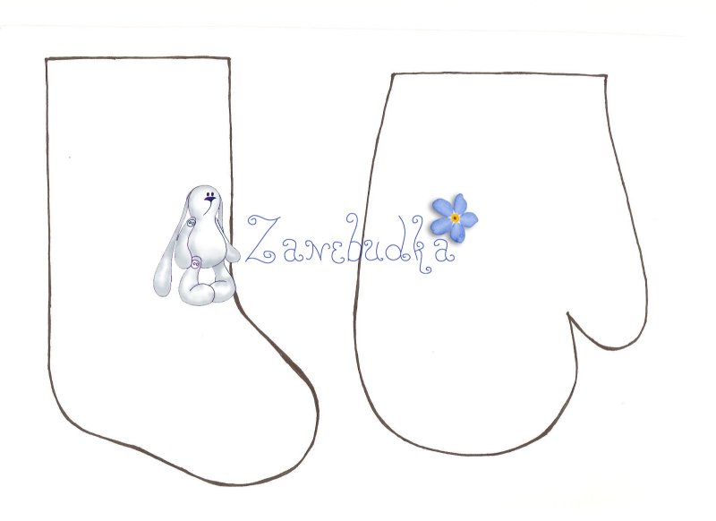 Сапожки и рукавички трафарет
