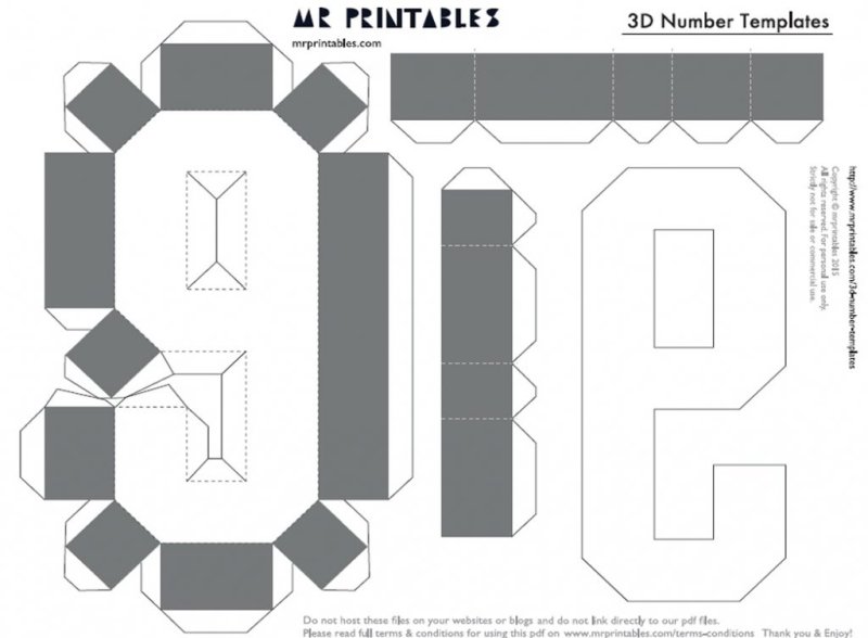 Объемные цифры развертка для склеивания