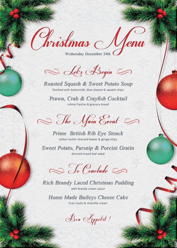 Новогоднее меню в ресторане