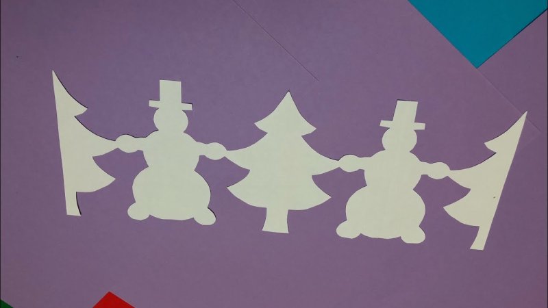 Гирлянда из снеговиков из бумаги