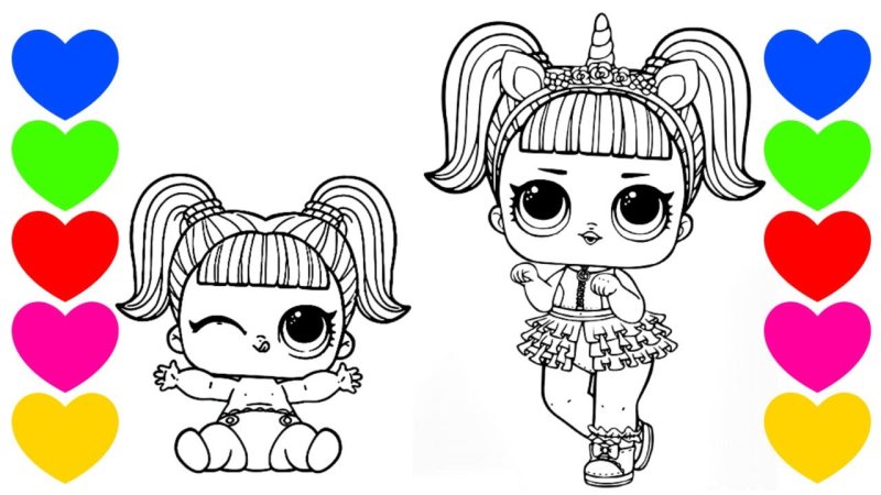 Раскраска куклы ЛОЛ Единорожки