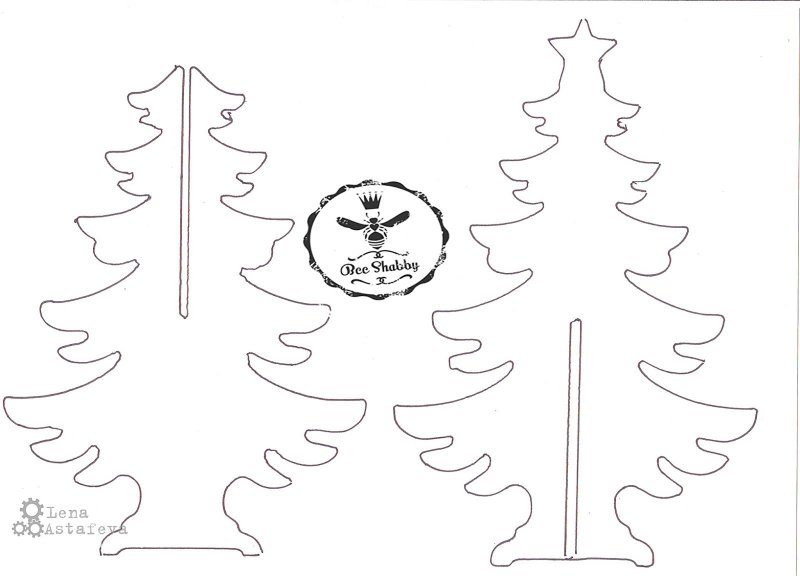 Трафарет елки из картона на подставке