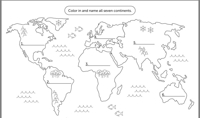 Карта мира для раскрашивания для детей