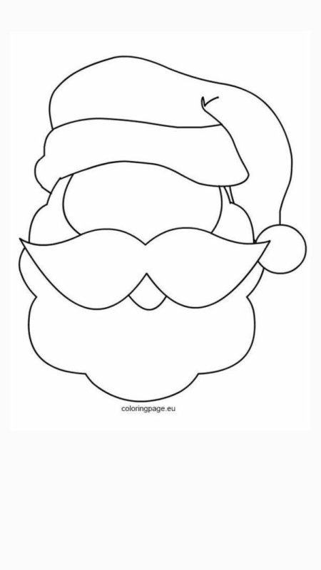 Трафарет голова Деда Мороза