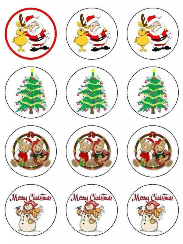 Печать для капкейков с новым годом