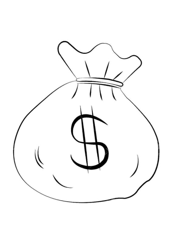 Мешок с деньгами раскраска