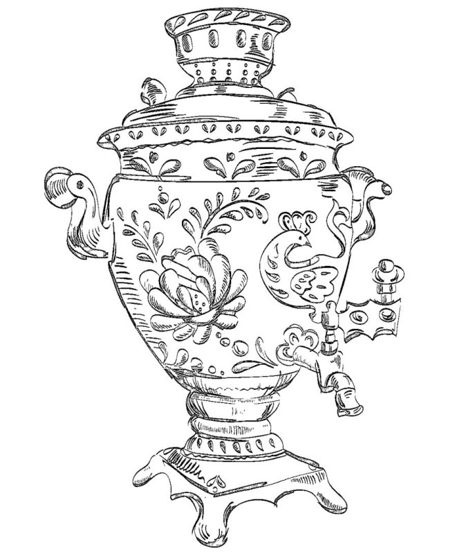 Самовар раскраска для малышей