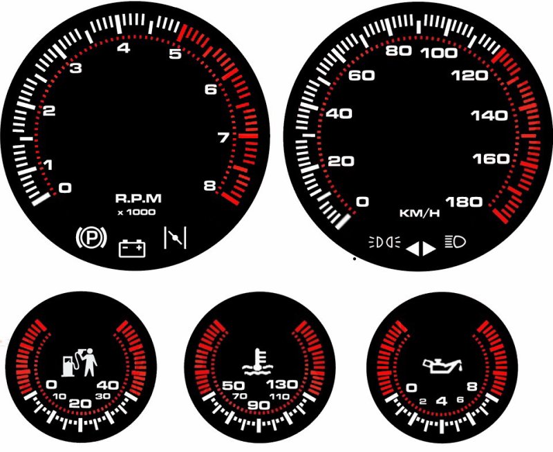 Шкалы приборной панели ВАЗ 2106 для печати