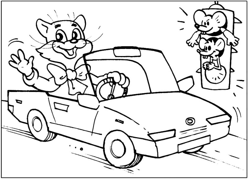 Кот Леопольд раскраска