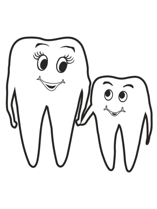 Зуб раскраска для детей
