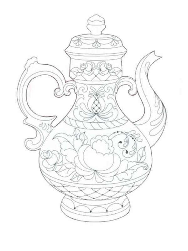 Чайный сервиз Гжель рисунок