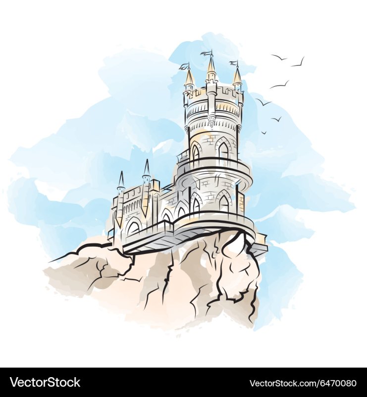 Ласточкино гнездо в Крыму рисунок