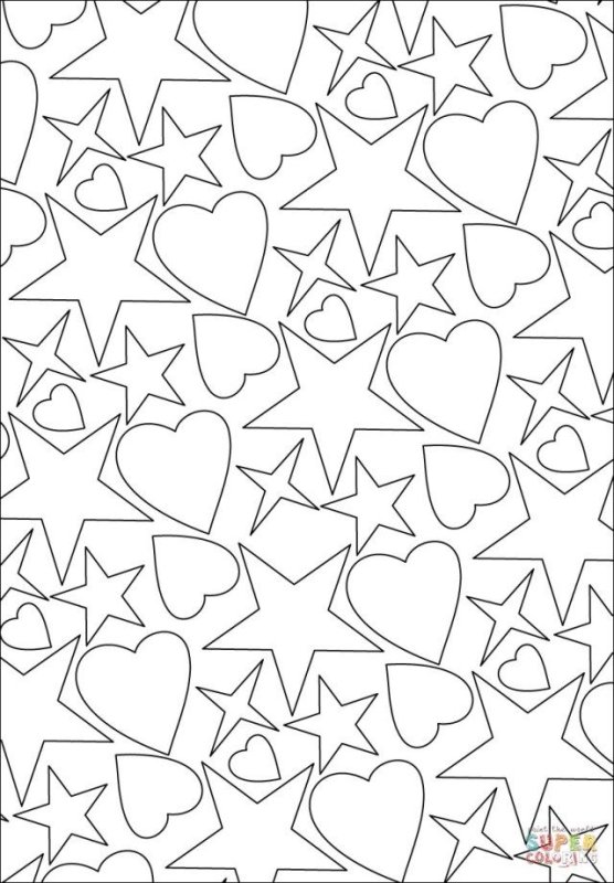 Много сердечек раскраска