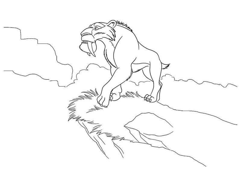 Саблезубый тигр Диего раскраска