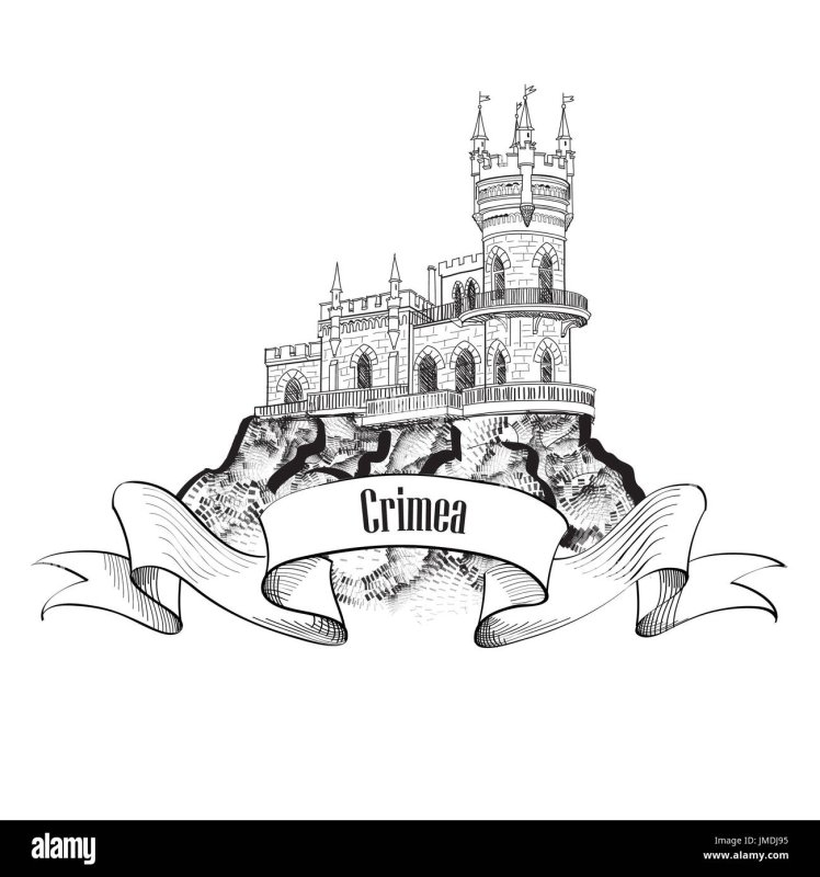 Ласточкино гнездо в Крыму чёрно белое