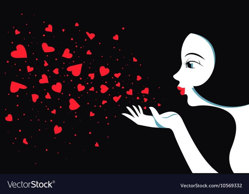 Силуэт девушки воздушный поцелуй