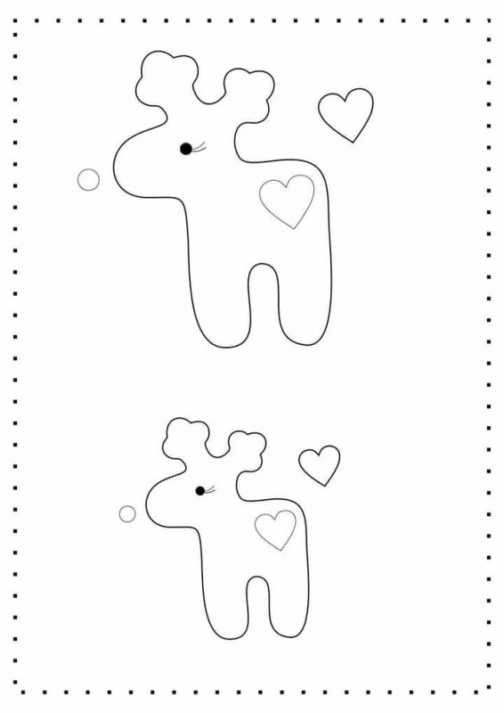 Олень фетр шаблон