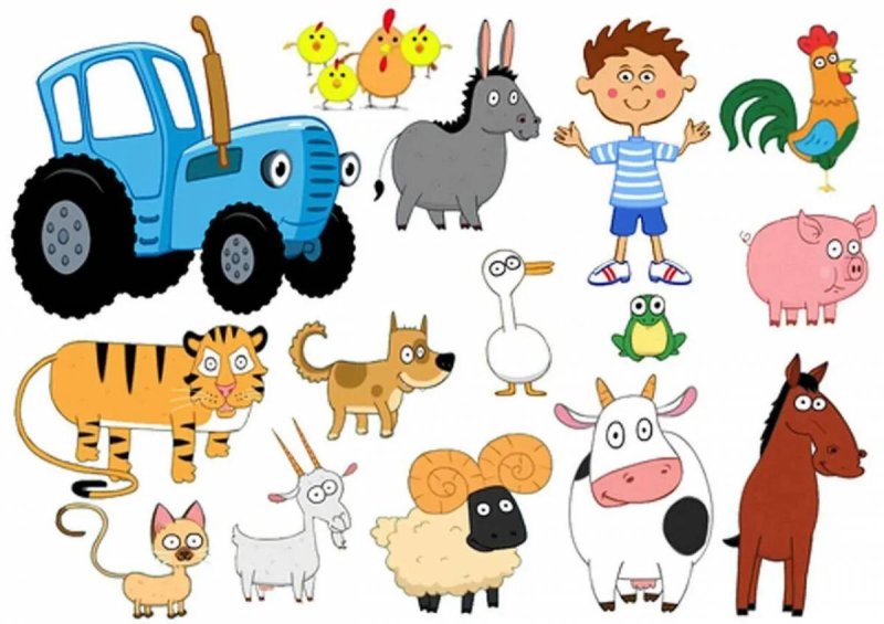 Синий трактор спереди на белом фоне