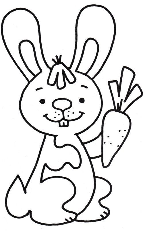 Зайчик с морковкой раскраска для детей