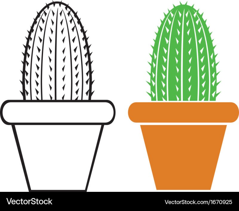 Трафарет кактуса в горшке