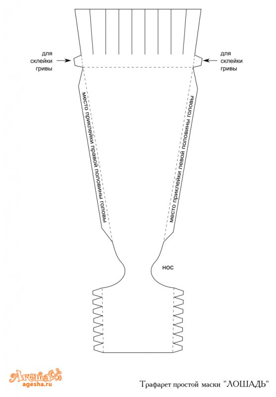 Маска лошади объемная из бумаги