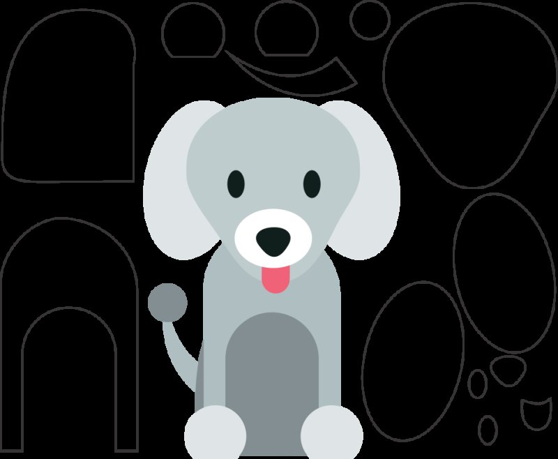 Трафарет собачки из фетра