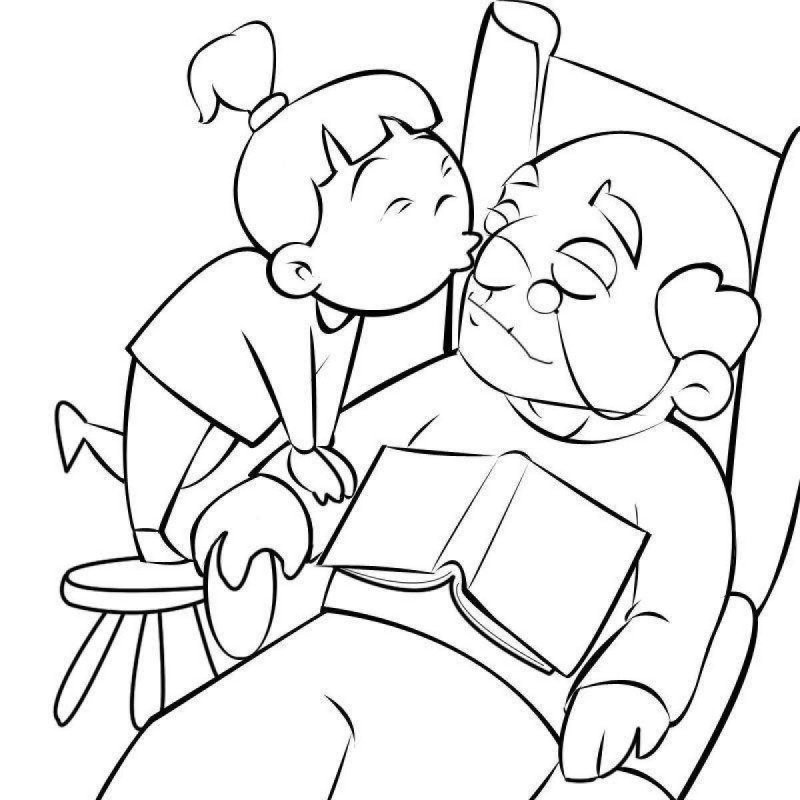 Раскраски ко Дню пожилого человека для детей