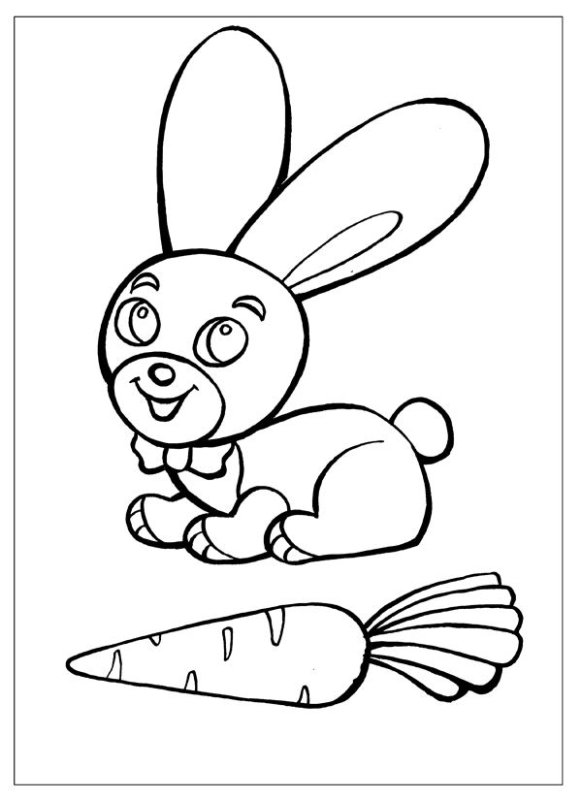 Раскраска для детей Зайка с морковкой