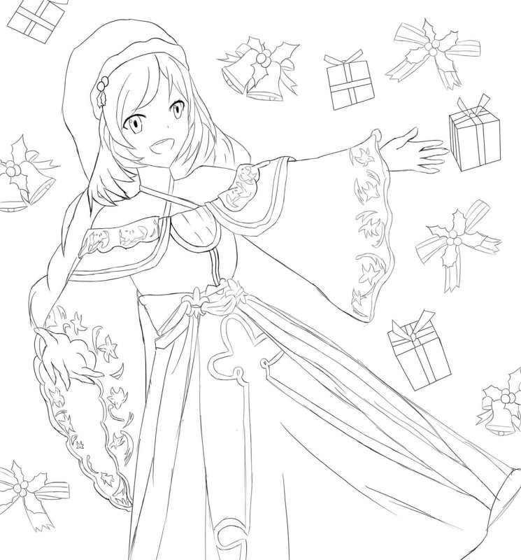 Новогодние раскраски аниме