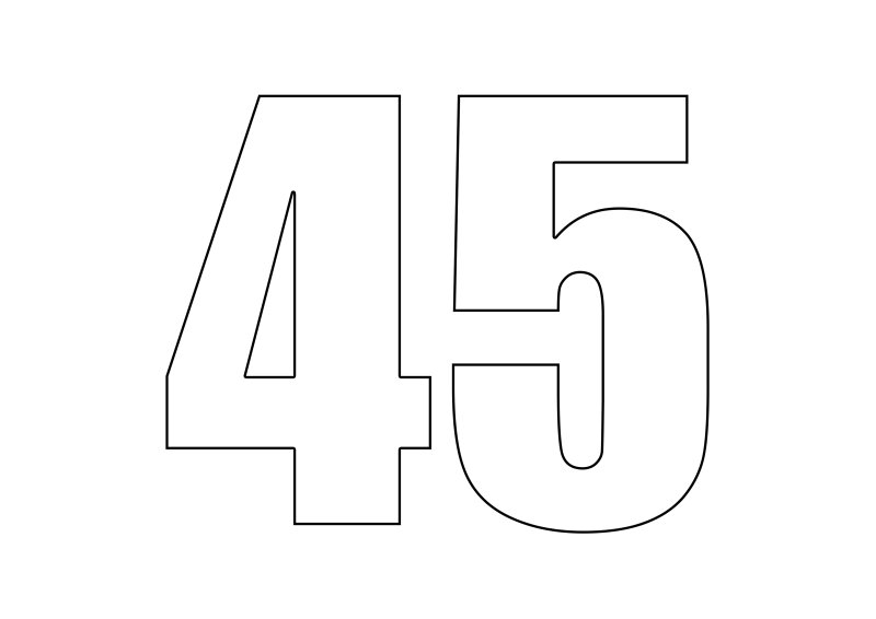 Цифра 45 трафарет