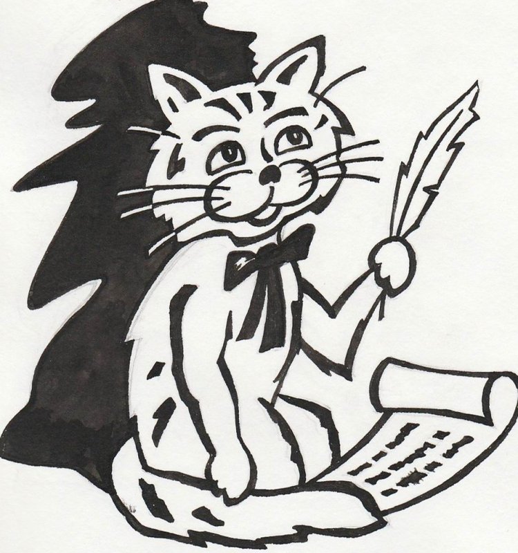 Кот ученый раскраска для детей