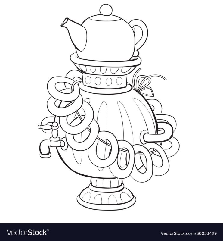 Самовар раскраска для детей