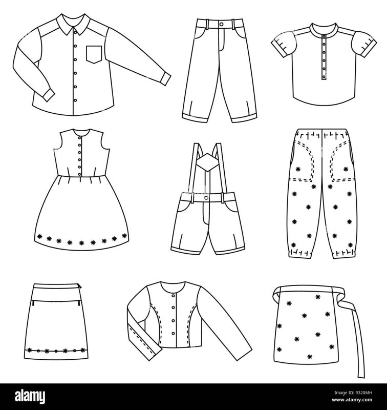 Одежда картинки для детей раскраски