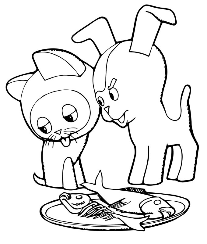 Котёнок Гав мультфильм раскраска