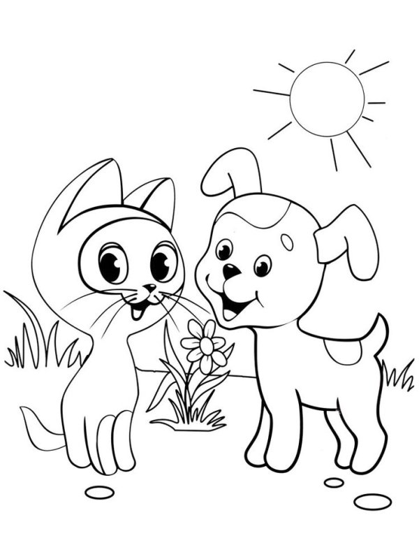 Котенок по имени Гав раскраска для детей