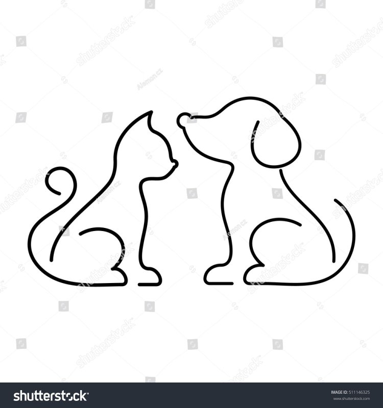 Силуэт кошки и собаки