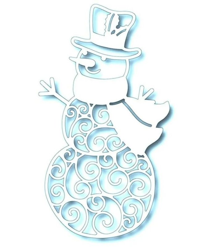 Снеговик трафарет