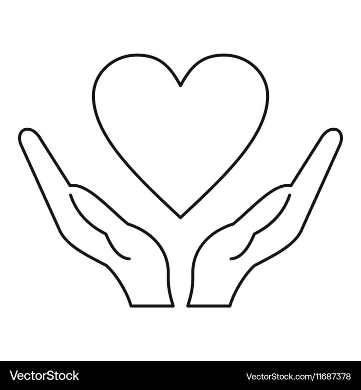 Раскраски детские ладони с сердечком