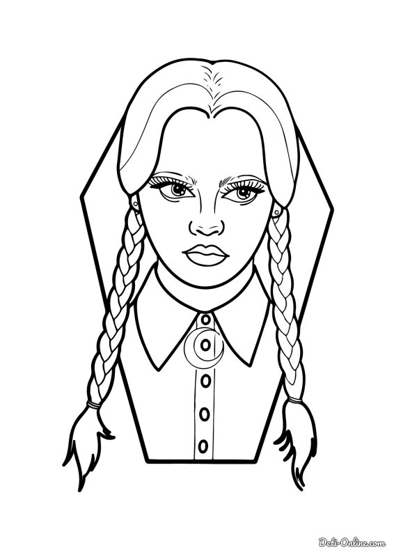 Раскраска Уэнсдей из сериала