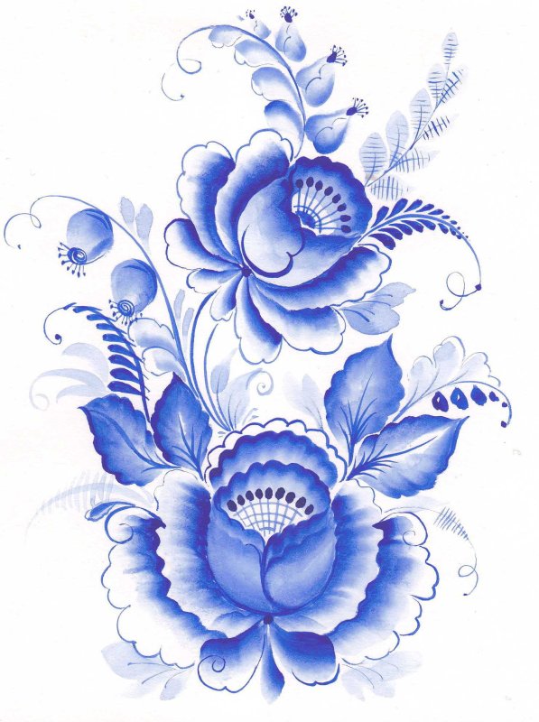 Орнаментная роспись Гжель