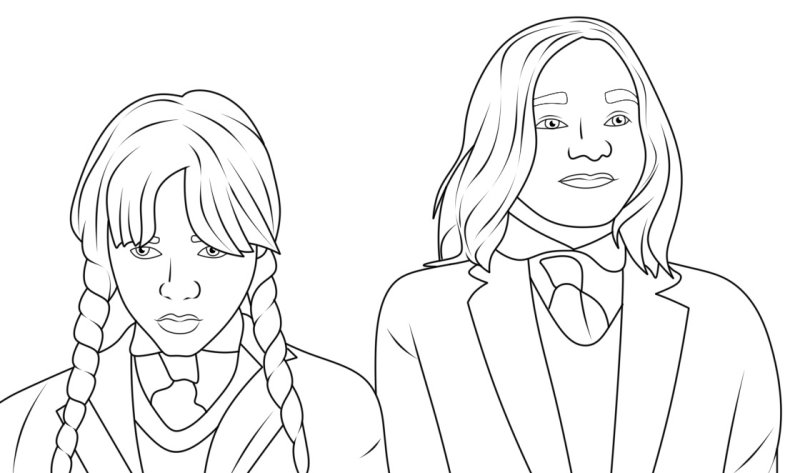 Раскраска Уэнсдей Аддамс