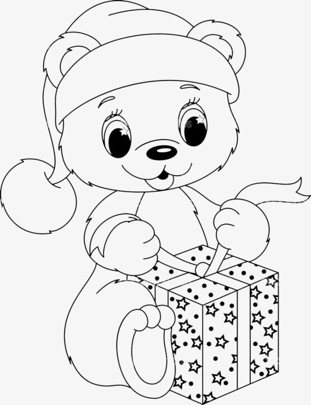 Новогодняя раскраска (мишка)