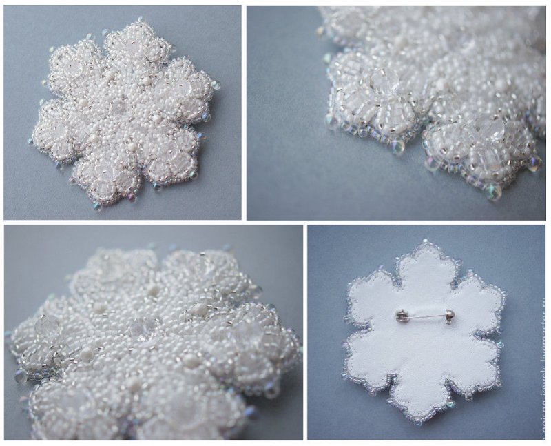 Брошь Снежинка из бисера