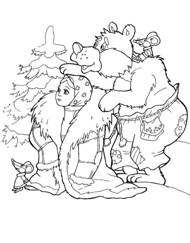 Иллюстрация к сказке Морозко раскраска