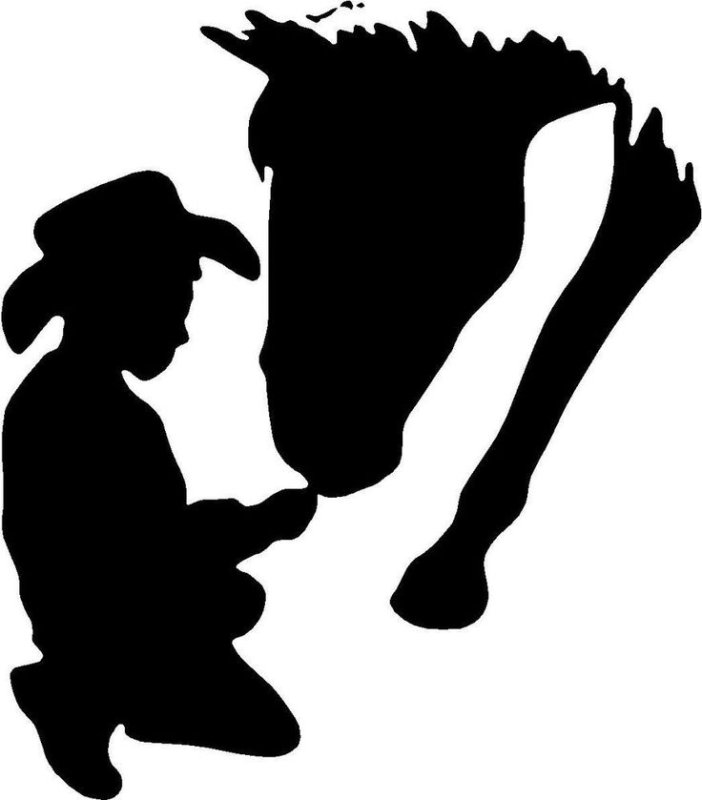 Силуэт ковбоя на лошади