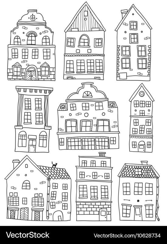 Европейские домики трафареты