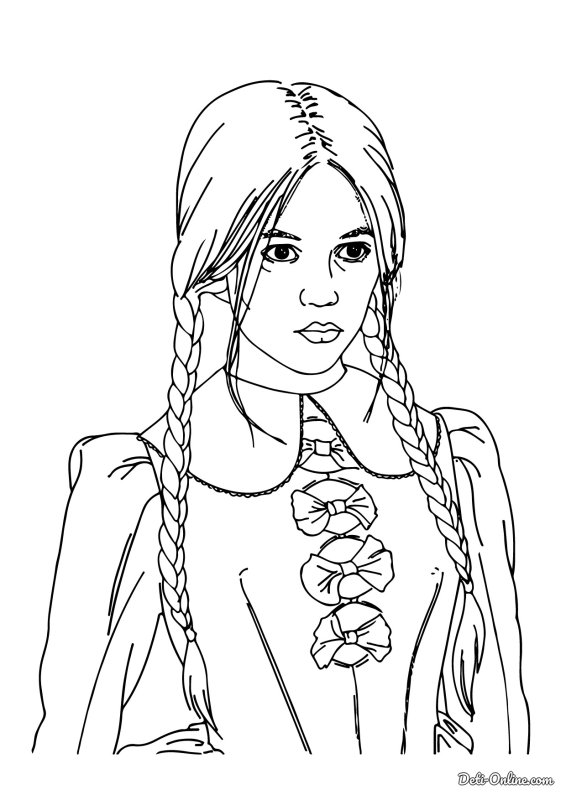 Раскраска Уэнсдей и Энид