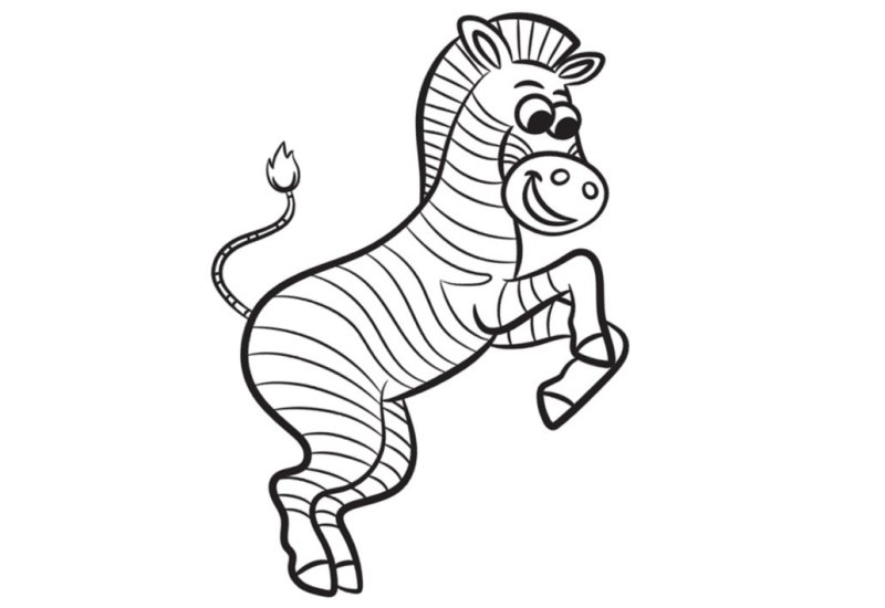 Зебра раскраска для детей