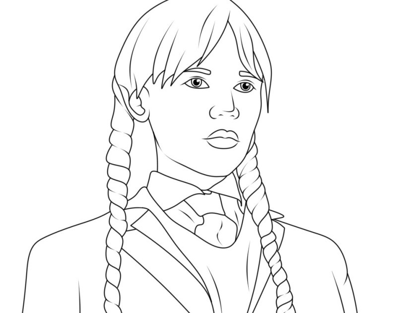 Раскраска Уэнсдей Аддамс